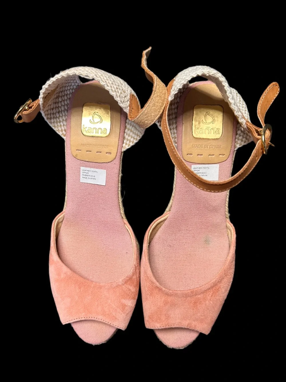 Kanna Spanish Suede Peep Toe Espadrille Wedges EU 39 / US 8.5–9